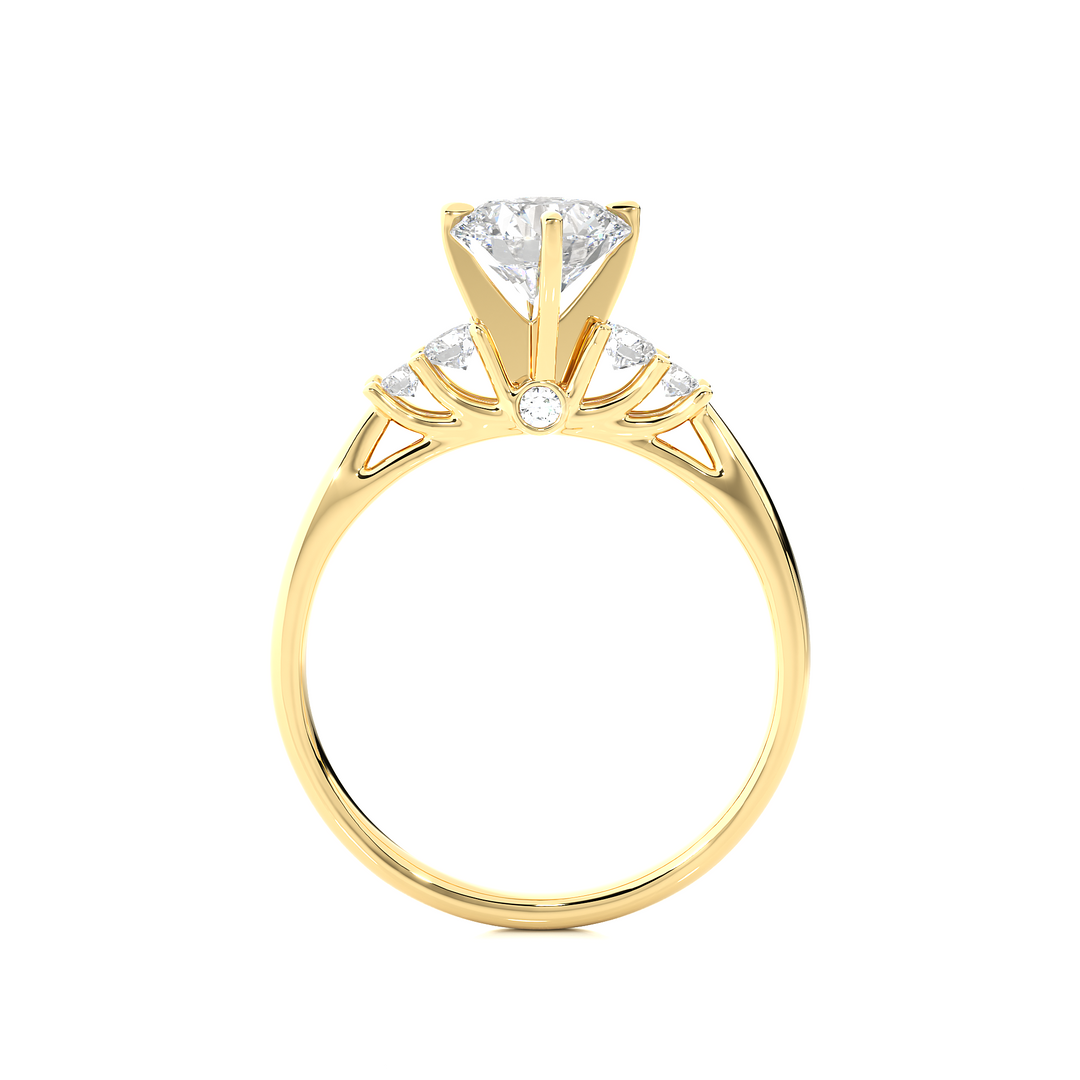 1 Ct Round Cut Moissanite Five Stone Engagement Ring In Yellow Gold