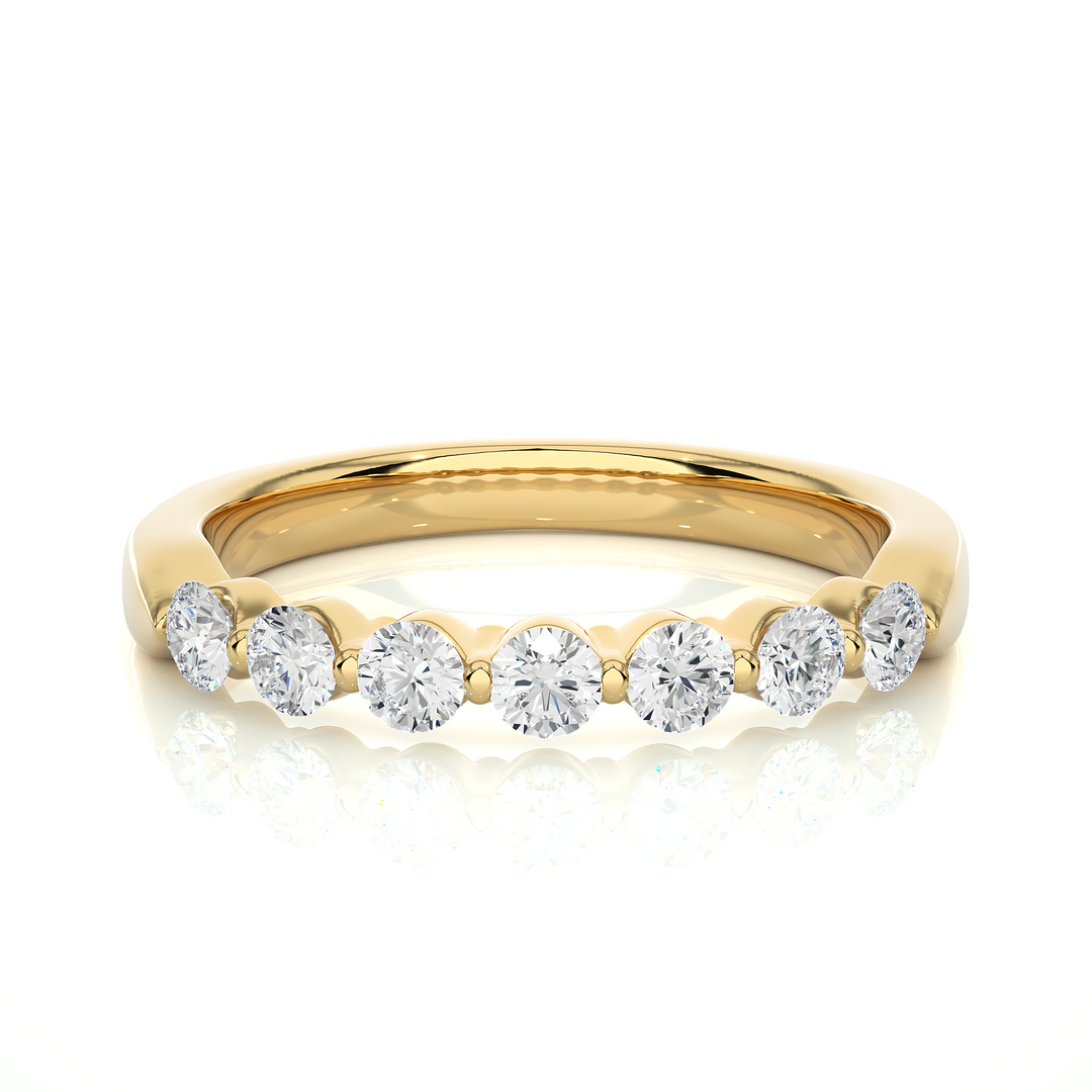 2.70 Mm 7 Stone Round Moissanite Ring In White Gold