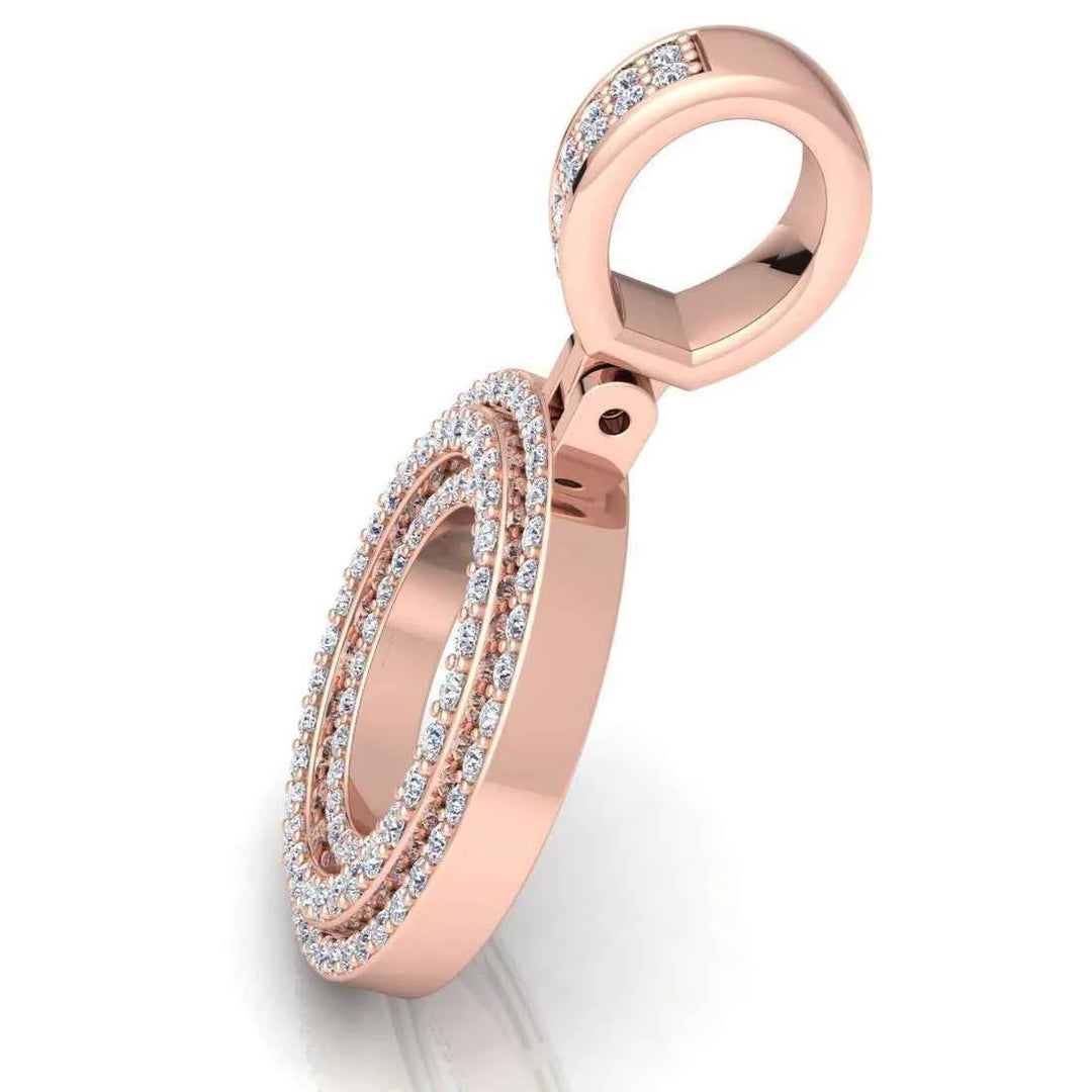 3 Carat Round Shaped Moissanite Letter "O" Pendant in Yelllow Gold