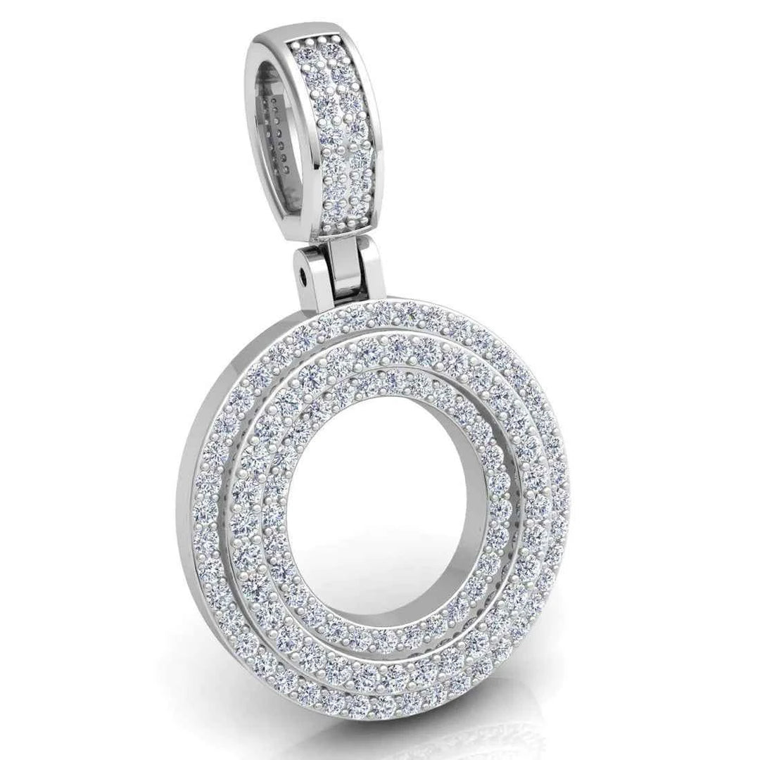 3 Carat Round Shaped Moissanite Letter "O" Pendant in Yelllow Gold