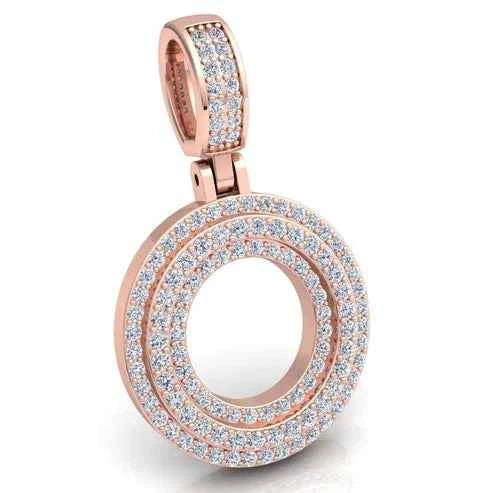 3 Carat Round Shaped Moissanite Letter "O" Pendant in Yelllow Gold