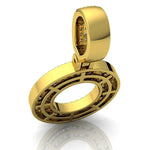 Load image into Gallery viewer, 3 Carat Round Shaped Moissanite Letter "O" Pendant in Yelllow Gold
