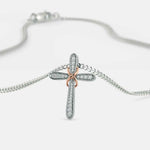 Load image into Gallery viewer, 2 Ct Round Cut Moissanite Cross Pendant in White Gold
