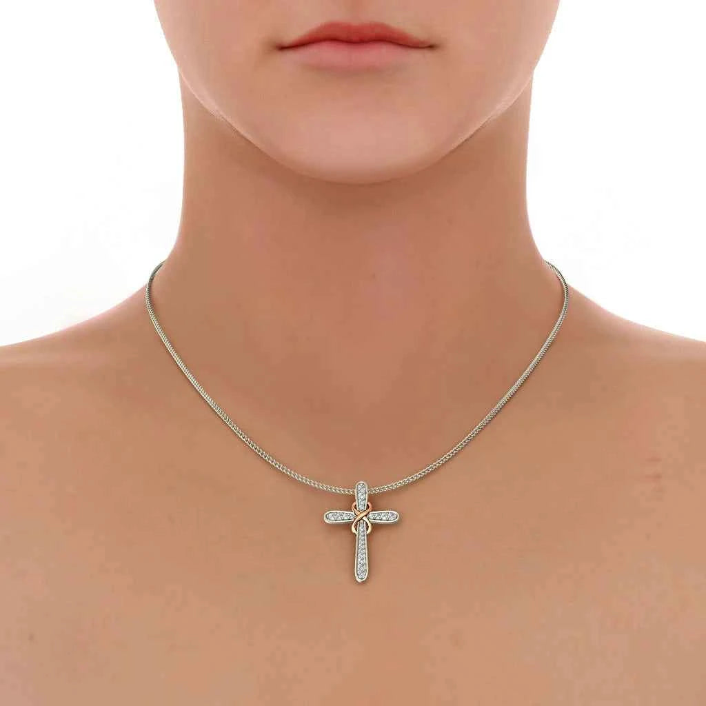 2 Ct Round Cut Moissanite Cross Pendant in White Gold