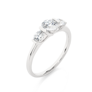 2ct Bar Setting Three Stone Moissanite Engagement Ring in Silver