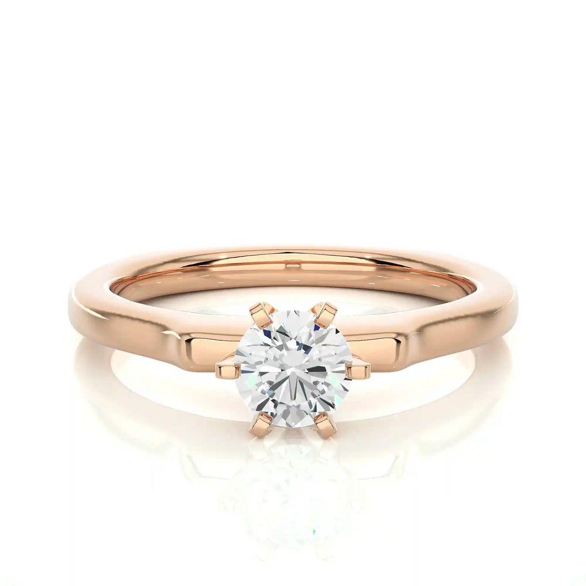 Basket setting four prong ring rose gold