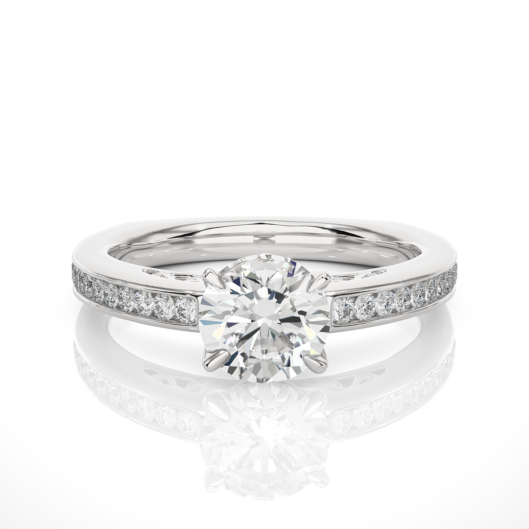 1.40 Ct Round Moissanite Basket Set Filigree Ring In White Gold