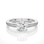 Load image into Gallery viewer, 1.40 Ct Round Moissanite Basket Set Filigree Ring In White Gold
