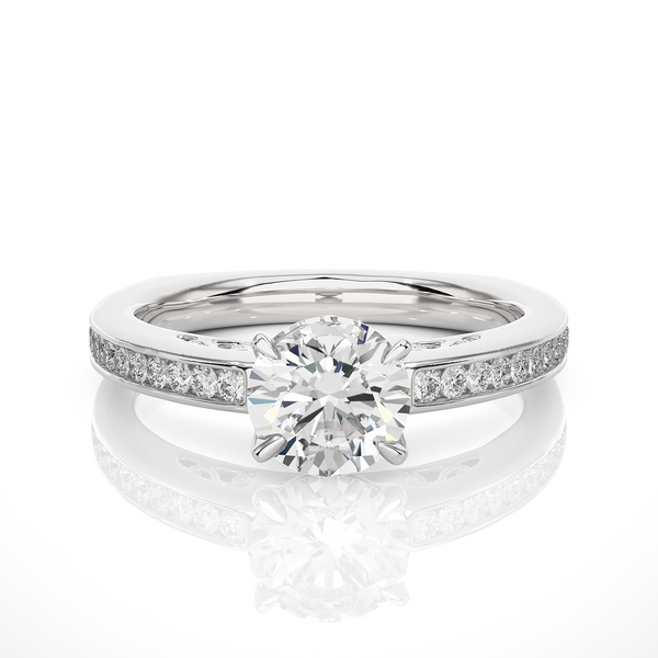 1.40 Ct Round Moissanite Basket Set Filigree Ring In White Gold