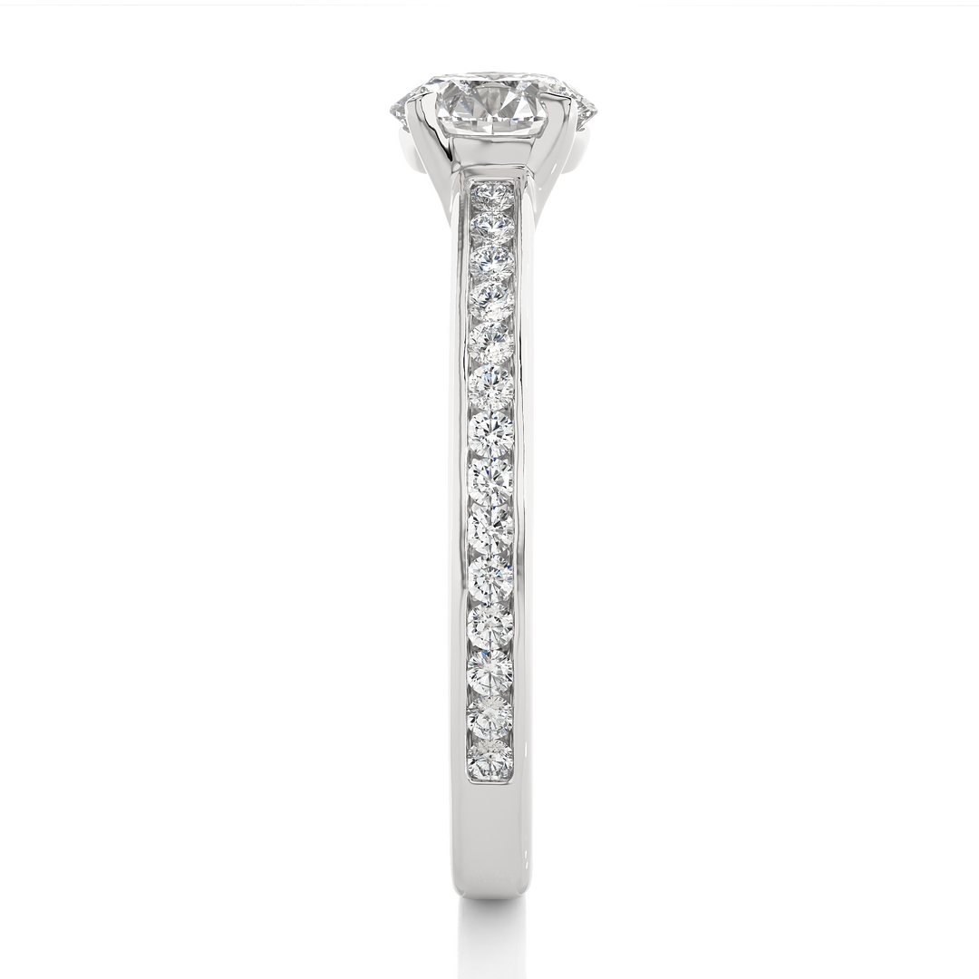 1.40 Ct Round Moissanite Basket Set Filigree Ring In White Gold