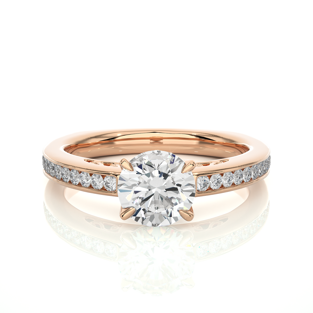 1.40 Ct Round Moissanite Basket Set Filigree Ring In White Gold