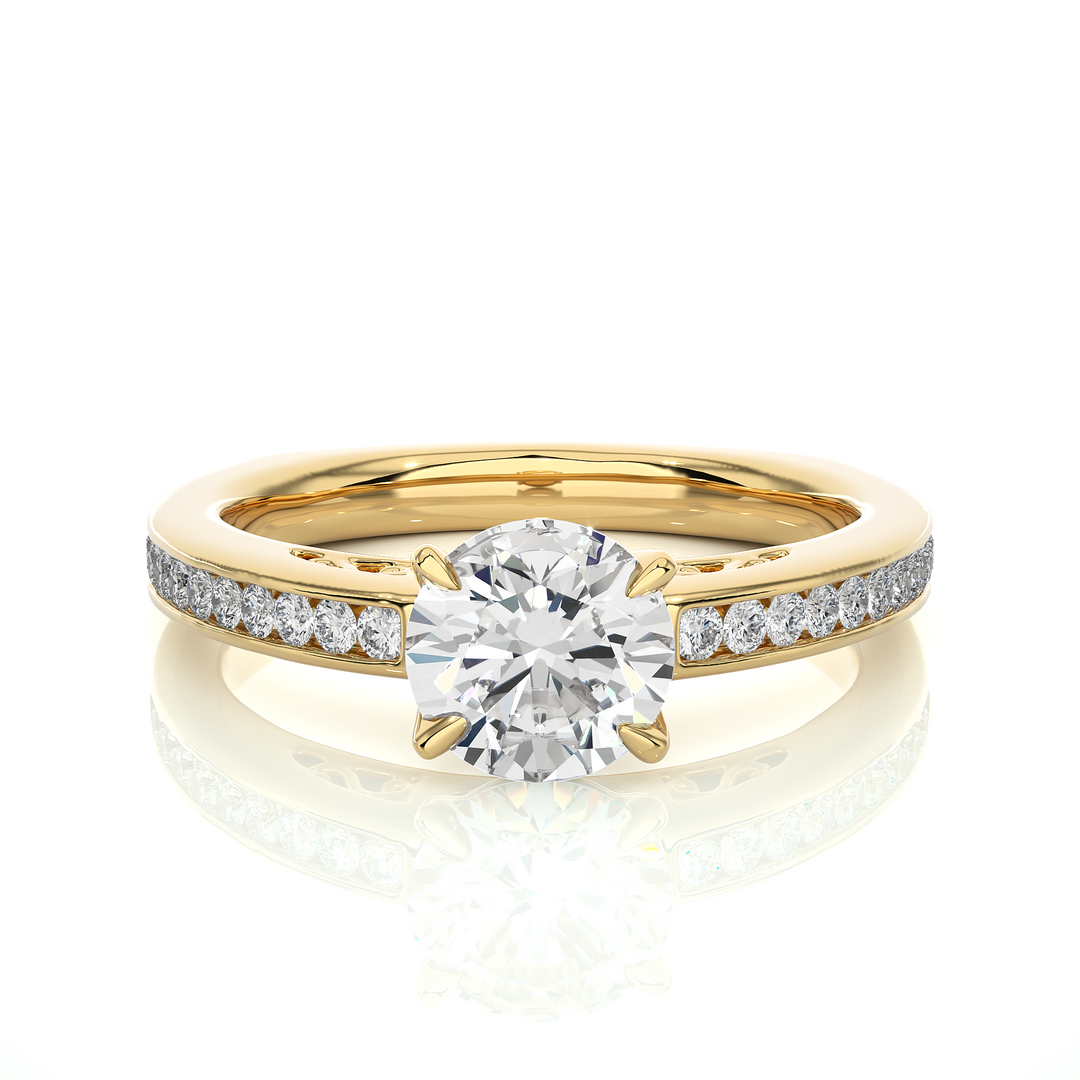 1.40 Ct Round Moissanite Basket Set Filigree Ring In White Gold