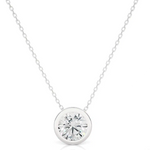 Load image into Gallery viewer, Bezzel Round Stone Moissanite Pendant silver
