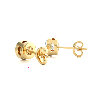1 Carat Bezel Setting moissanite Earrings in Yellow Gold