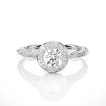 Load image into Gallery viewer, 1.50 Carat Round Moissanite Fancy Halo Engagement Ring In Yellow Gold
