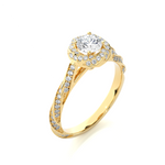 Load image into Gallery viewer, 1.50 Carat Round Moissanite Fancy Halo Engagement Ring In Yellow Gold
