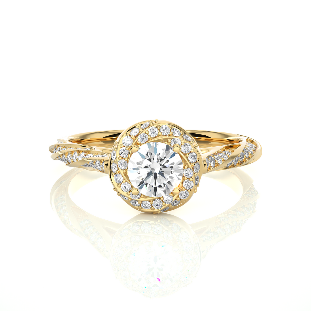 Bridge Accent Moissanite Wedding Ring yellow gold