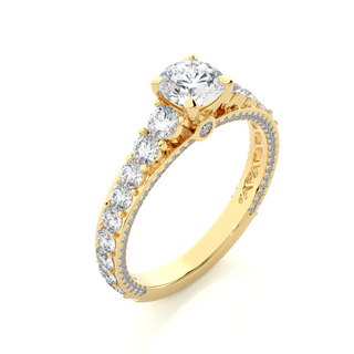 1ct Moissanite Engagement Ring With Bridge Accent Setting in Yellow Gold