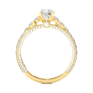 1ct Moissanite Engagement Ring With Bridge Accent Setting in Yellow Gold