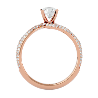 1.5ct Bypass Three Row With Accent Moissanite Ring in Rose Gold