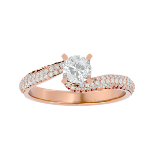 Bypass Three Row With Accent Moissanite RIng rose gold