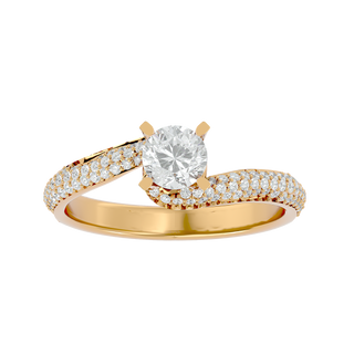 Bypass Three Row With Accent Moissanite RIng yellow gold