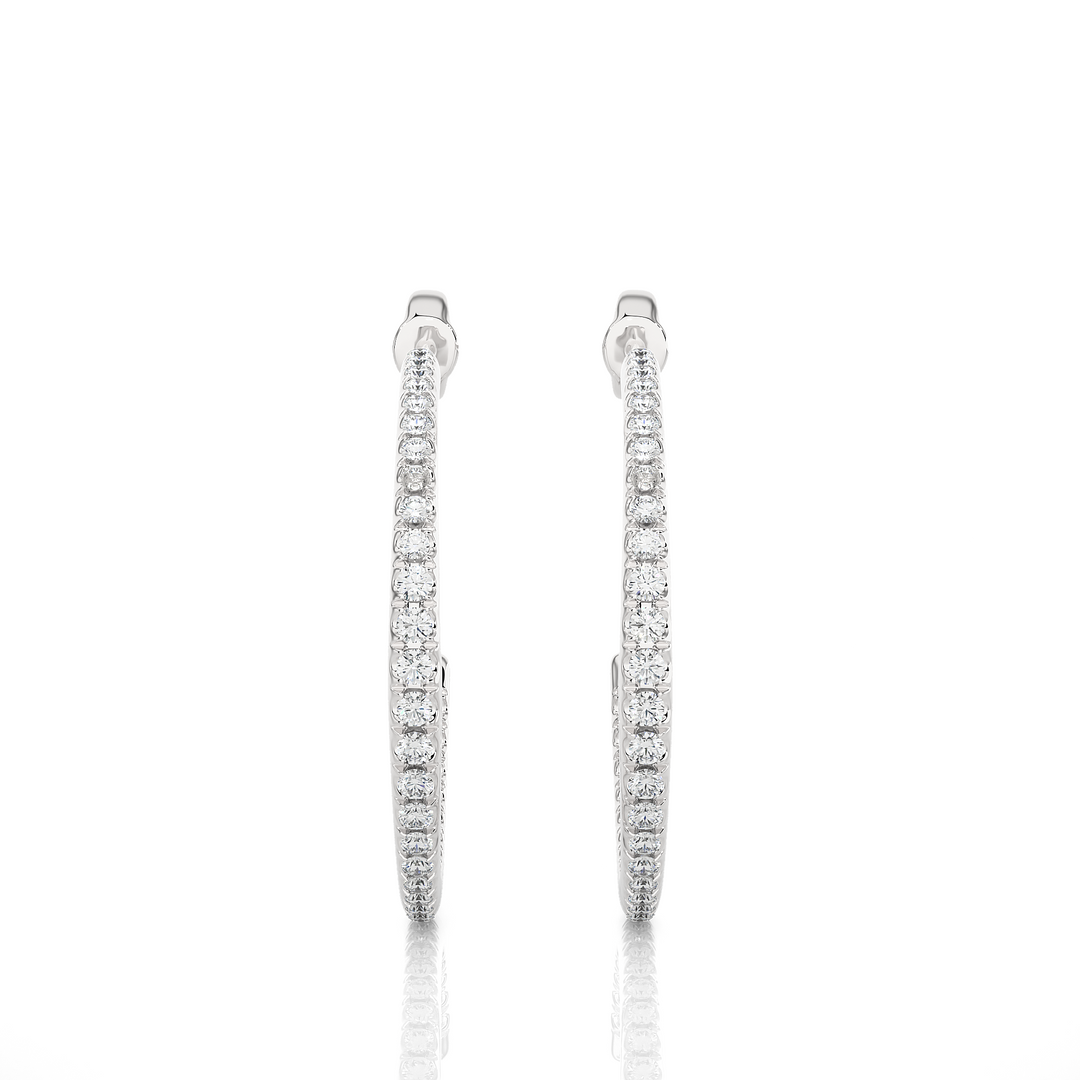 0.5 Carat Round Moissanite Push Back C Hoop Earrings In White Gold