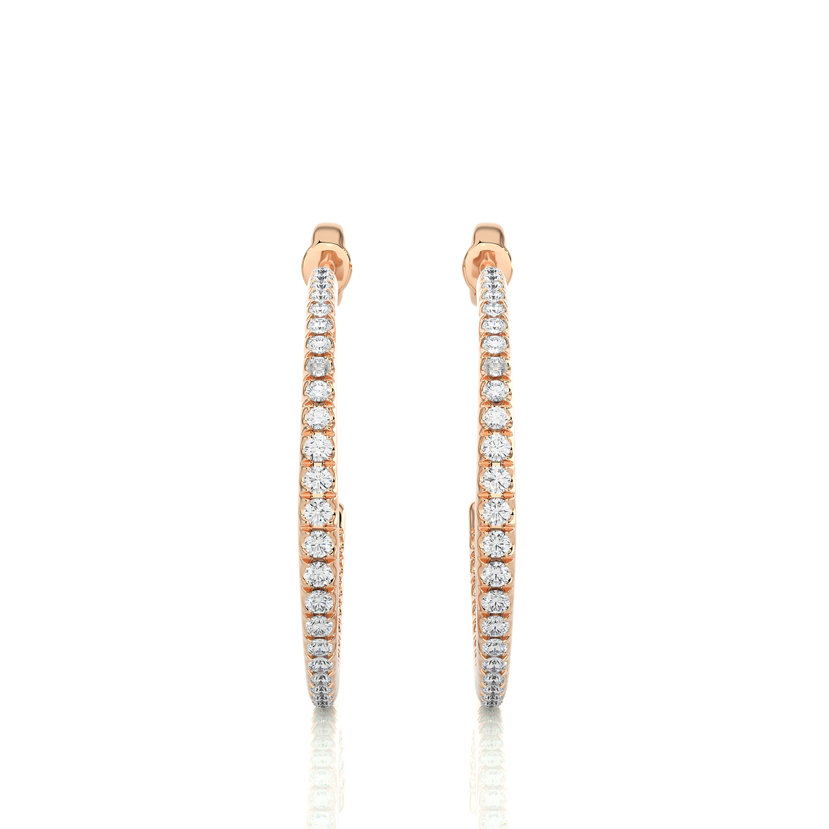 C hoop push back moissanite earrings rose gold