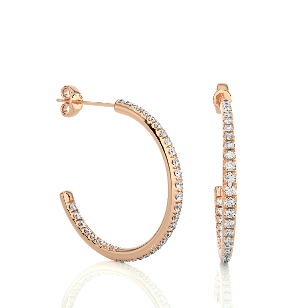 C-Hoop Push Back Moissanite Earrings rose gold