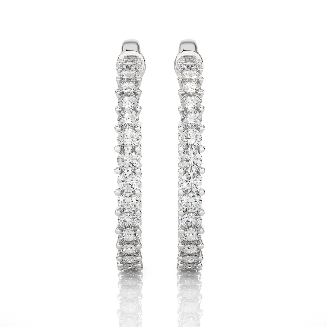 2 Ct Round Moissanite Surface Prong C Hoop Earrings In Rose Gold