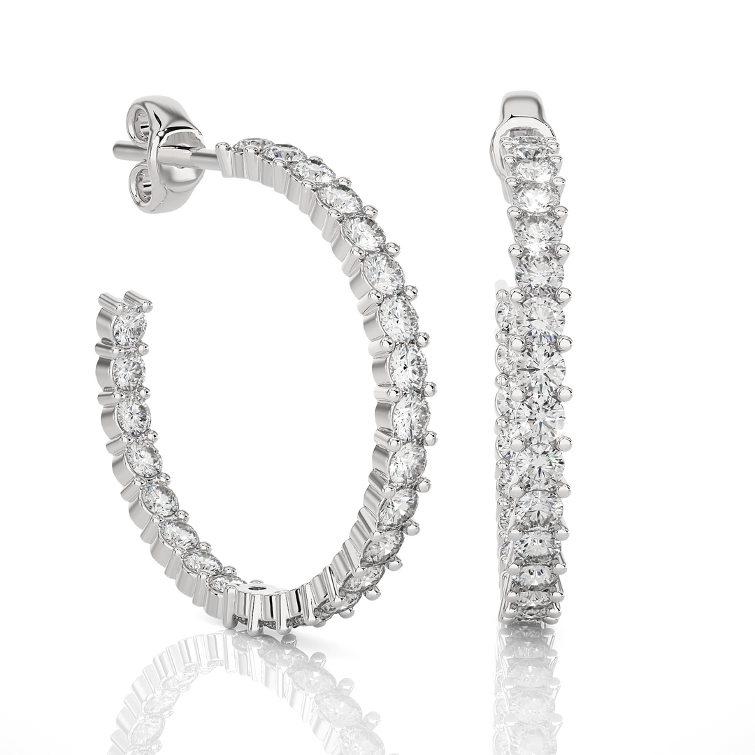 C-Hoop Surface Prong Moissanite Earrings white gold