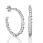Load image into Gallery viewer, C-Hoop Surface Prong Moissanite Earrings white gold
