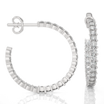 Load image into Gallery viewer, C-Hoop Surface Prong Moissanite Earrings white gold
