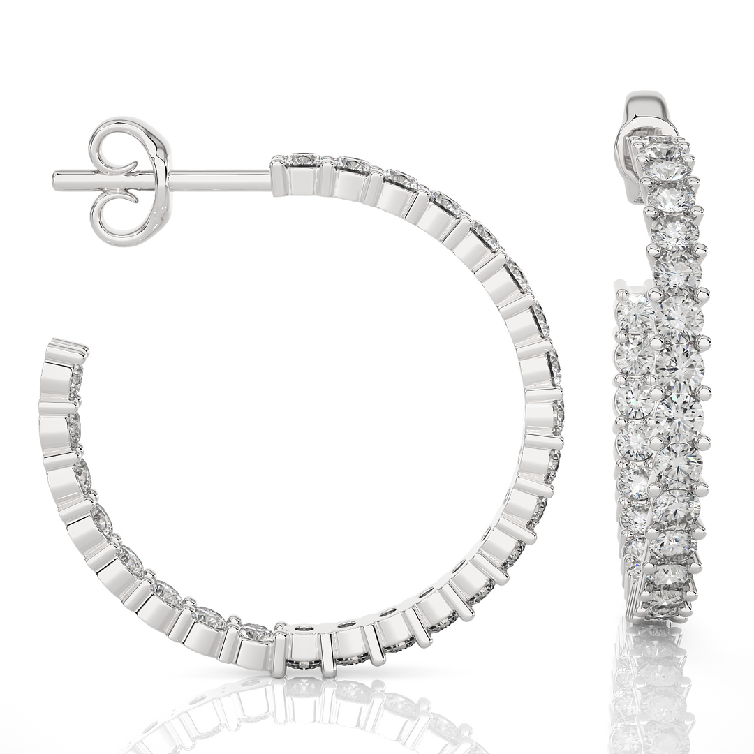 C-Hoop Surface Prong Moissanite Earrings silver
