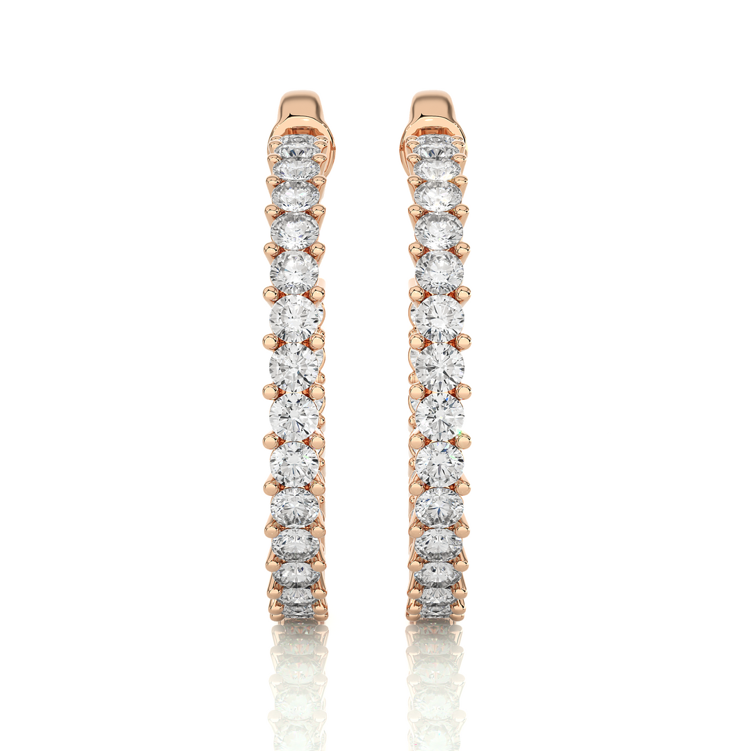 2 Ct Round Moissanite Surface Prong C Hoop Earrings In Silver