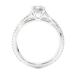 Cathedral with French V-Split Moissanite Ring white gold