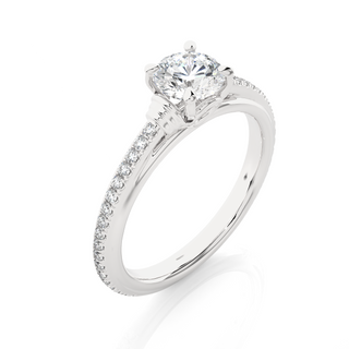 Cathedral with French V-Split Moissanite Ring white gold