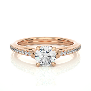 1.50 Ct Cathedral With French V-Split Engagement Moissanite Ring in Yellow Gold