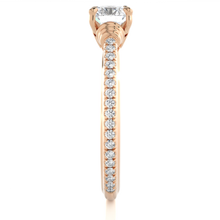 Cathedral with French V-Split Moissanite Ring rose gold