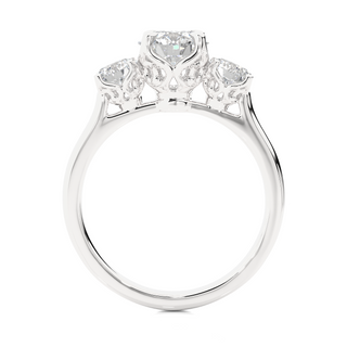 Center Claw Prong Round Stone Moissanite Ring white gold