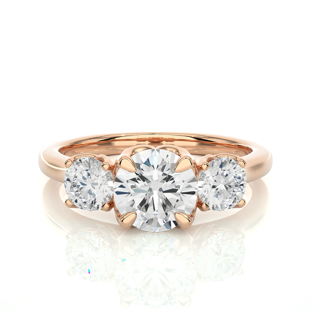 Center Claw Prong Round Stone Moissanite Ring rose gold