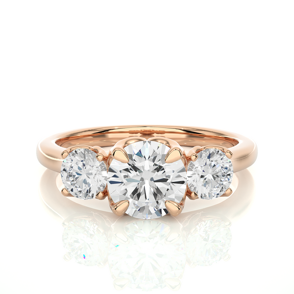 Center Claw Prong Round Stone Moissanite Ring rose gold