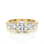 Load image into Gallery viewer, 2 Carat Round Moissanite Three Stone Engagement Ring In Rose Gold
