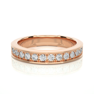 1 Ct Moissanite Wedding Band With Bead Bright Setting in Yellow Gold