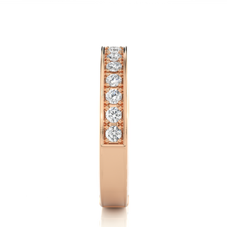 1 Ct Moissanite Wedding Band With Bead Bright Setting in Rose Gold