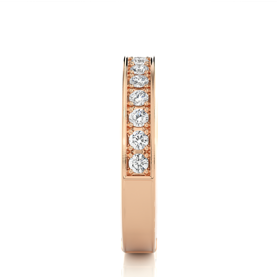 0.5 Ct Moissanite Bead Bright Setting Wedding Band In Rose Gold