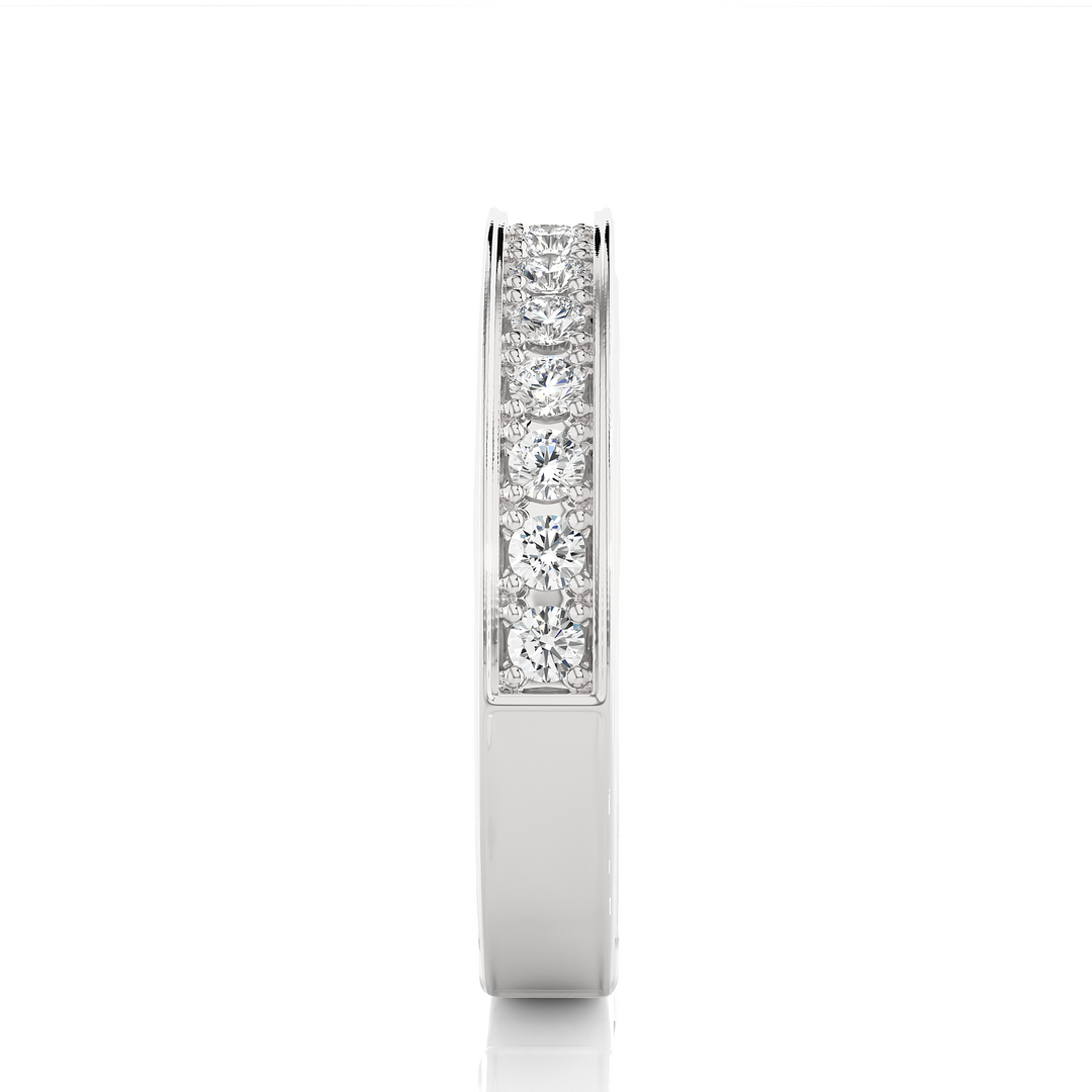 0.5 Ct Moissanite Bead Bright Setting Wedding Band In White Gold