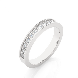 1 Ct Moissanite Wedding Band With Bead Bright Setting in Silver