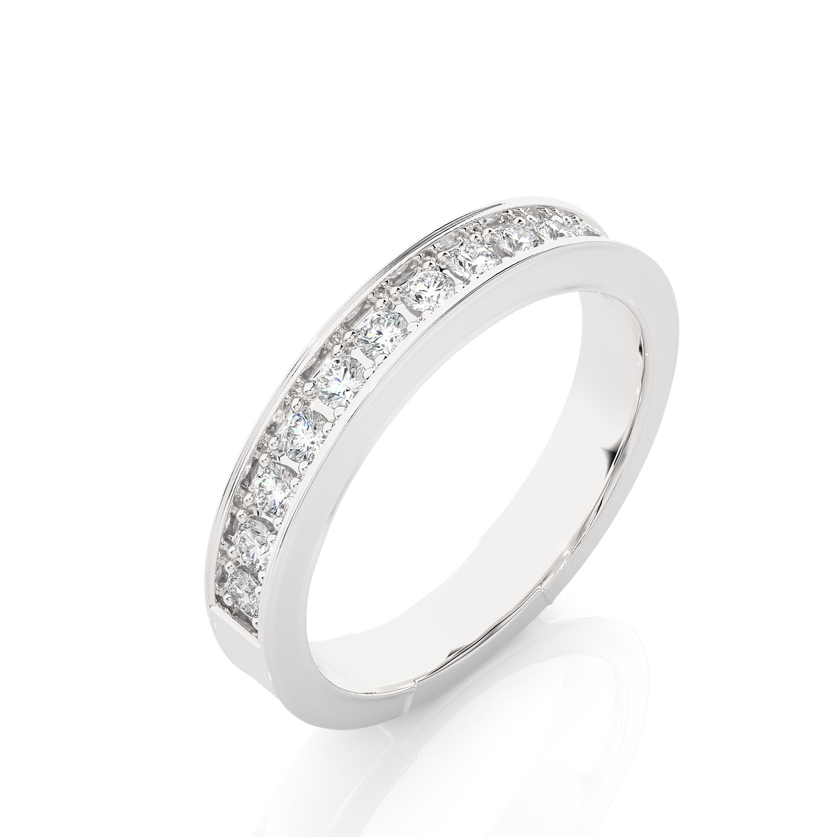 1 ct channel set round moissanite band in white gold
