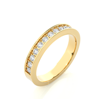 1 Ct Moissanite Wedding Band With Bead Bright Setting in Yellow Gold